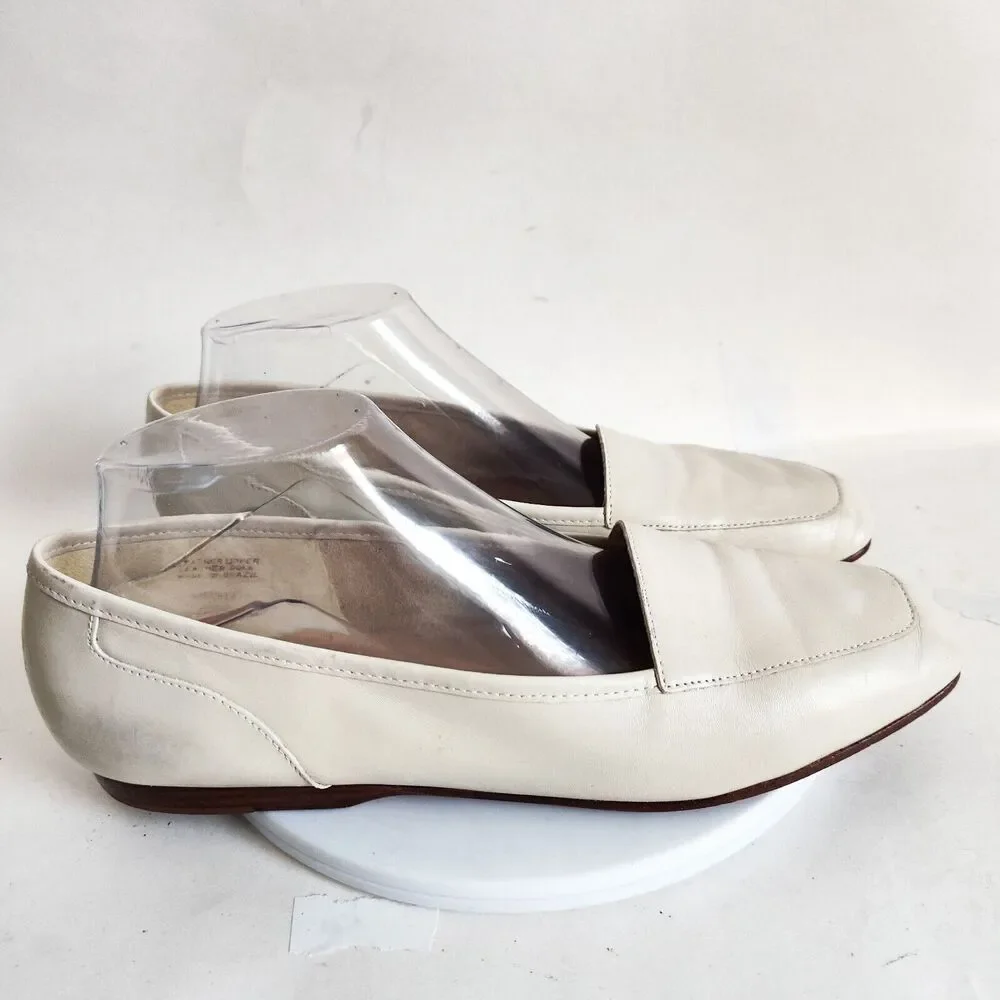 Enzo Angiolini All Leather Sole Cream Slip On Vintage Loafers Flats Liberty 9.5_2